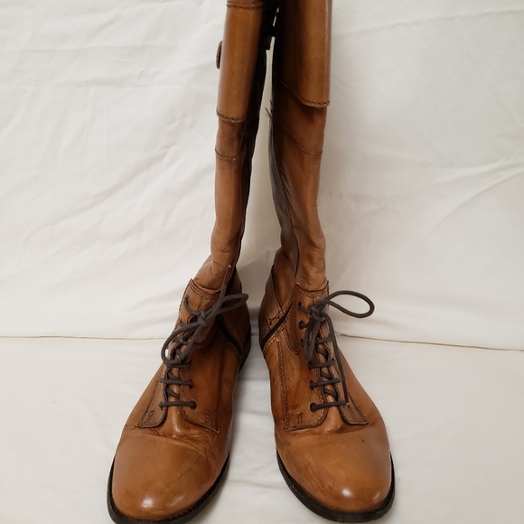 Riding Boot Knee High Carmel Zippered Buckles Laces Very Comfortable S-41 - Picture 5 of 9